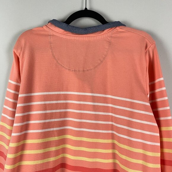 LL Bean Rugby Henley Shirt Sweatshirt Womens 2X Orange Multicolor Stripe - Picture 7 of 10